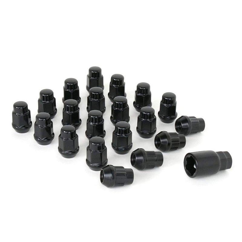 SR1 Performance 2015-2025 Ford Mustang Bulge Acorn Lug Nuts with Wheel Locks - 20 Piece Set (16 Lug Nuts + 4 Locking Nuts & Key) Premium Steel, Anti-Theft 14 mm x 1.50 Thread (Black) - Image 2